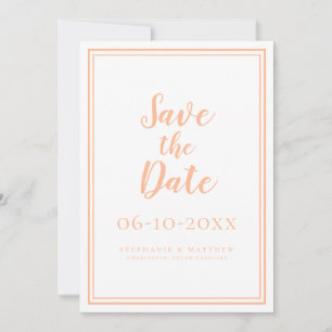 Anuncios mínimos de boda de melocotón para guardar