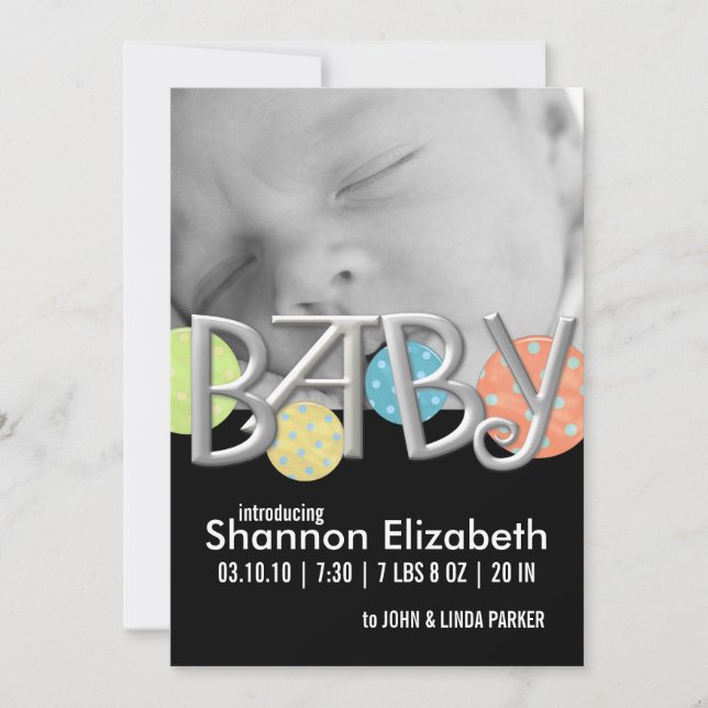 Anuncios modernos del nacimiento de un bebé (Anverso)