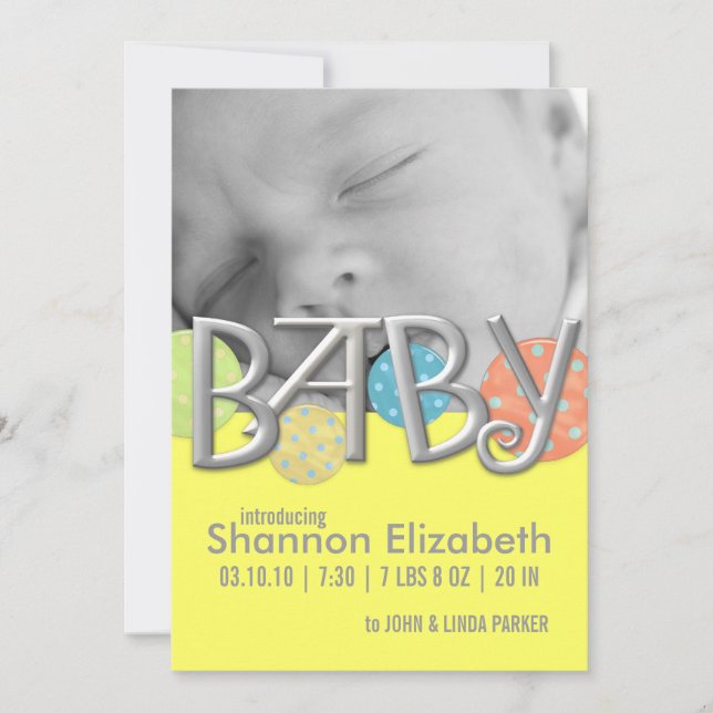 Anuncios modernos del nacimiento de un bebé (Anverso)