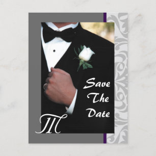 Anuncios Monograma Tuxedo Groom Guardar la postal de fecha