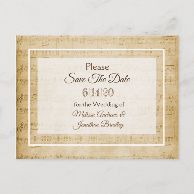 Anuncios Música de hoja Guardar la postal de fecha (Anverso)