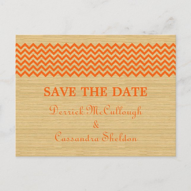 Anuncios Naranja Rustic Chevron salva la postal de la fecha (Anverso)