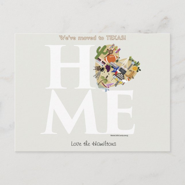 Anuncios Nos hemos mudado a la postal de Texas (Anverso)