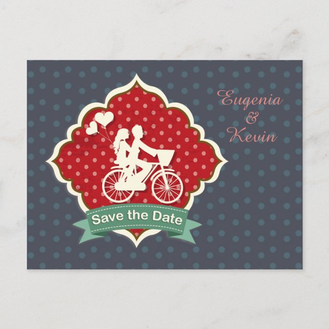 Anuncios Pareja en bicicleta Retro Guardar la postal de fec (Anverso)