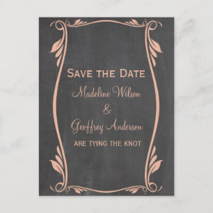 Anuncios Peach Flourish Chalkboard Guardar la postal de fec