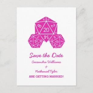 Anuncios Pink D20 Dice Guardar la postal de fecha