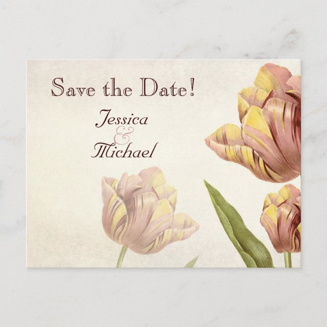 Anuncios Pink Parrot Tulip Guardar la postal de fecha (Anverso)