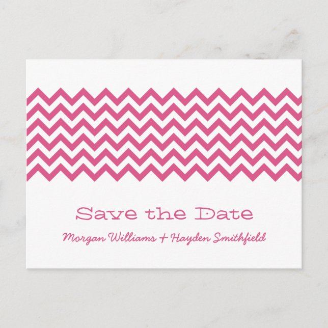 Anuncios Pink Simple Chevron Guardar la postal de fecha (Anverso)