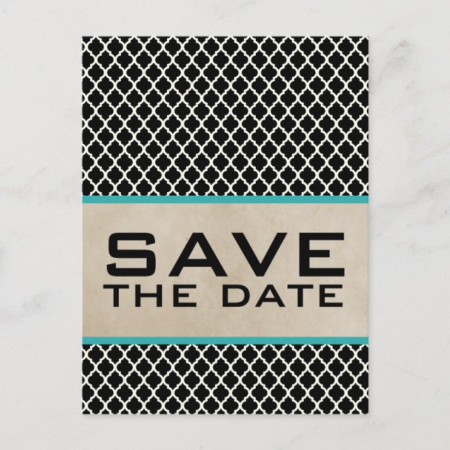 Anuncios Quatrefoil de Moda Aqua Guardar la postal de fecha (Anverso)