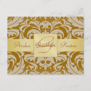 Anuncios Tan Damask Gold Monograma Guardar la postal de fec
