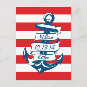 Anuncios Tema náutico rojo/naval salven la postal de fecha