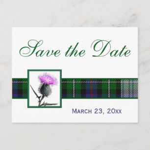 Anuncios Thistle verde y blanco Tartán Guardar postal de fe