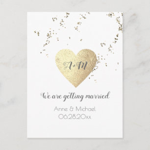 Anuncios una postal boda muy simple con corazón de amor