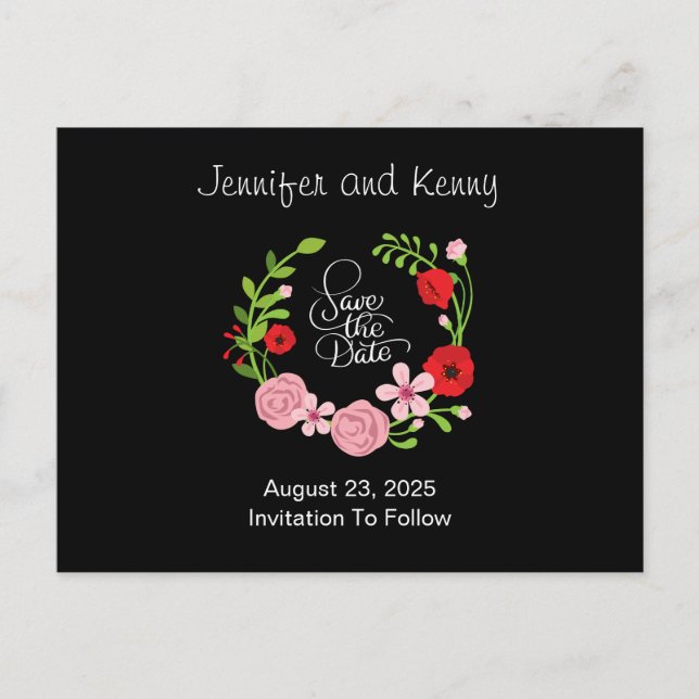 Anuncios Wreath floral Guardar la postal de fecha (Anverso)