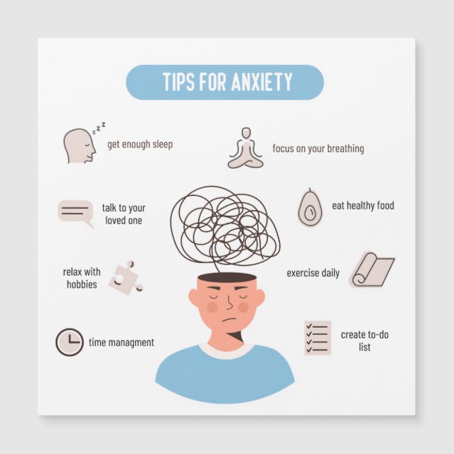 Anxiety Tips Minimal Mental Health Art (Anverso)