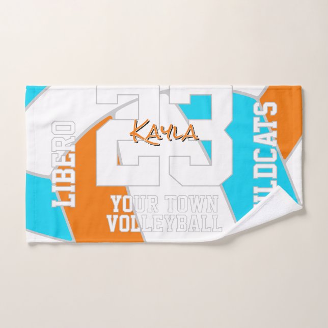 ANY team colors volleyball athlete name (Toalla de mano)