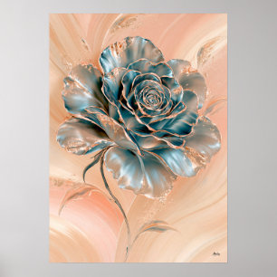 Aoi Bara Rosa Azul Arte Botánico Neo-Rinpa