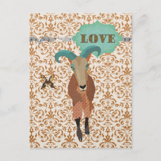 Aoudad de oro y mariposa Damasco de postales Amor