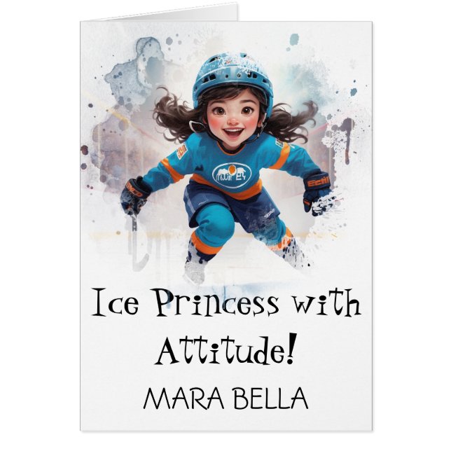 *~* AP94 Cute 5 Hockey Girl  Personalize Birthday (Frente)