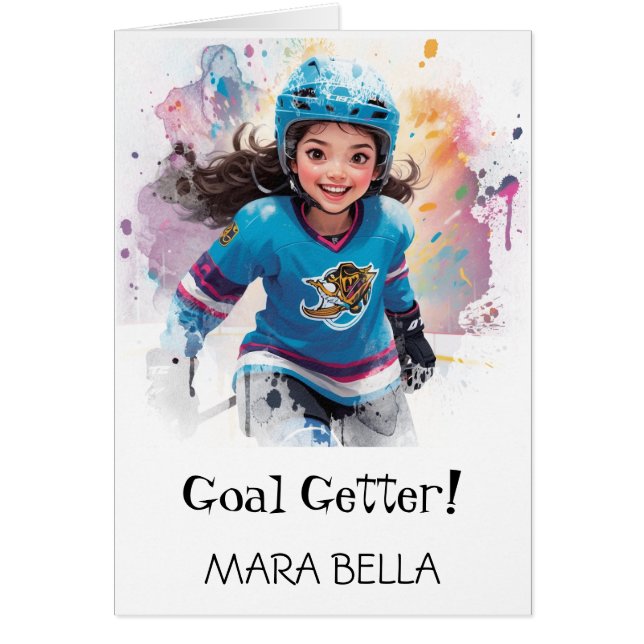 *~* AP94 Cute Hockey Girls 14 Personalize Birthday (Frente)