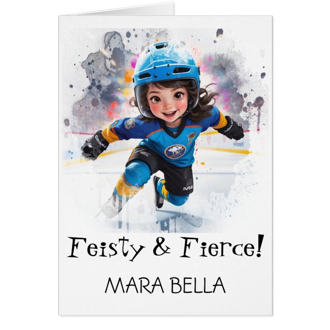 *~* AP94 Cute Hocky Chica 1 Personaliza Cumpleaños (Frente)