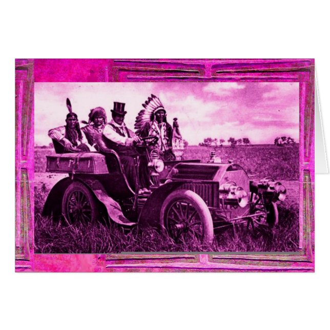 APACHES Y GERONIMO CONDUCIENDO UN AUTO MOTOR (Anverso (Horizontal))