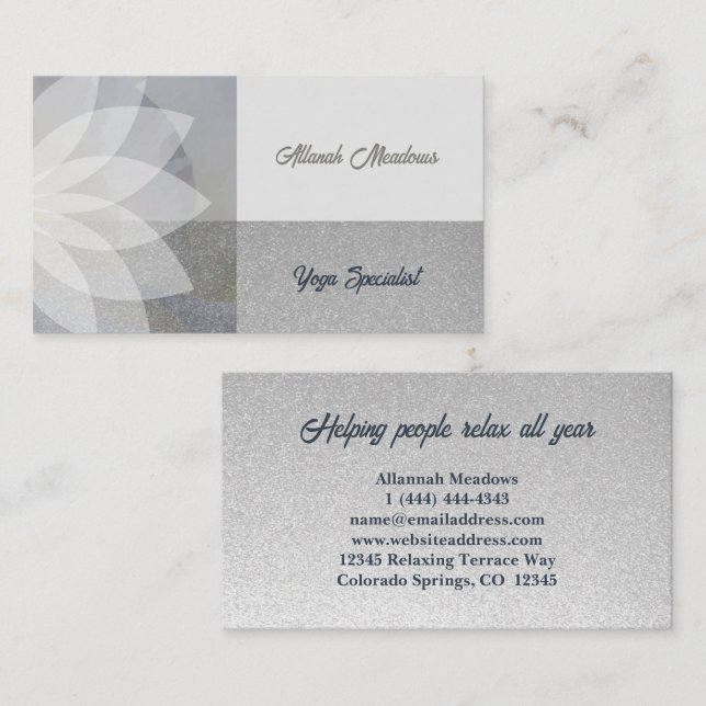 Apacible tarjeta de visita para la mediación del y (Anverso / Reverso)