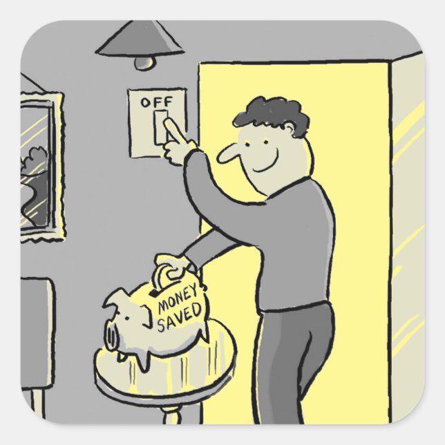 Apagar luces Ahorra Pegatina de Energy Square (Anverso)