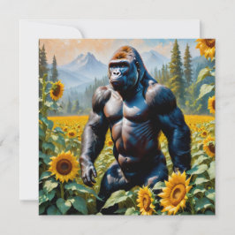 Ape De Gorila En Campo De La Postcarta Cuadrada De