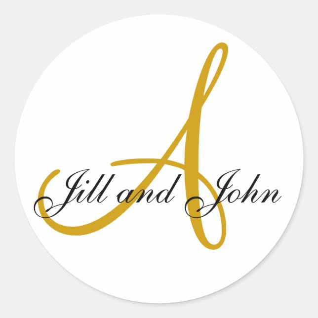 Apellido inicial A más nombres Pegatina dorado (Anverso)