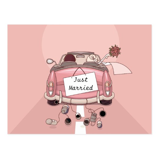 Apenas casado casando la postal del amor de la