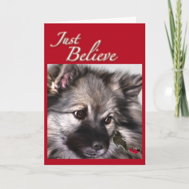 "Apenas crea" la tarjeta de Navidad del Keeshond (Anverso)