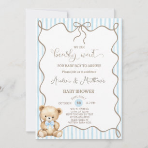 Apenas espera niño oso de peluche invitación para