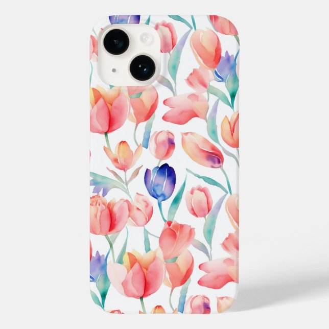 Apenas hay Funda de acuarela Tulips iPhone 14 (Reverso )