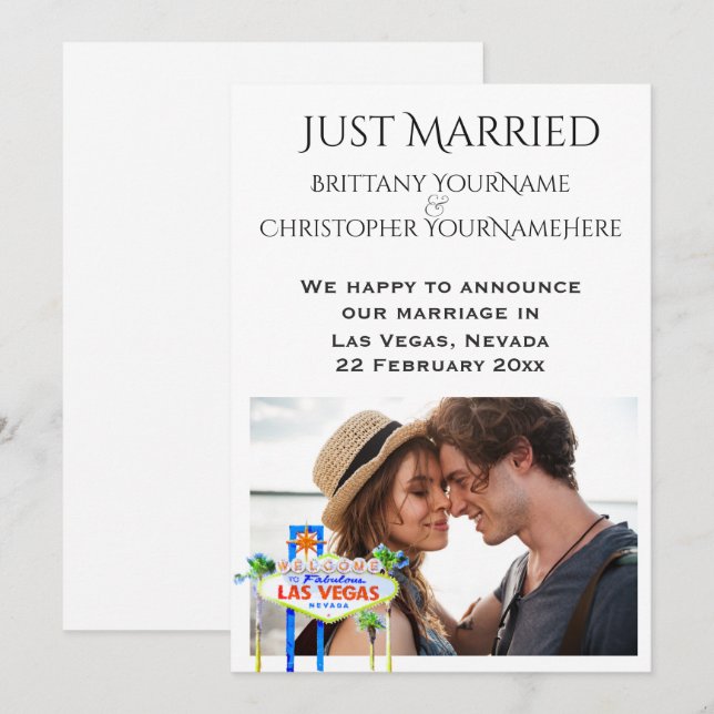 Apenas invitación casada de la foto de Las Vegas (Anverso / Reverso)