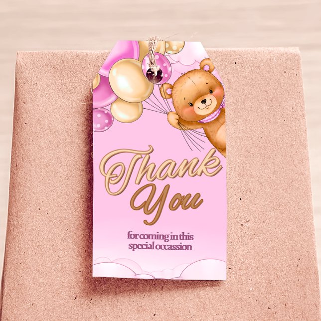 Apenas Podemos Esperar - Etiqueta de Regalo para B (We Can Bearly Wait - Girl Baby Shower Gift Tag)