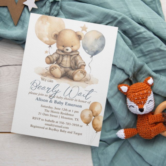 Apenas podemos esperar la invitación de Baby Showe (We can Barely Wait Balloons Baby Shower Invitation)