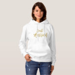 Apenas sudadera con capucha casada de la<br><div class="desc">Apenas sudadera con capucha casada de la tipografía del Relieve metalizado dorado para un recién casado en su luna de miel.</div>