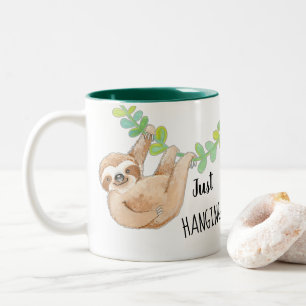 Apenas taza de café colgante de la pereza