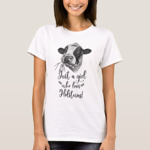 Apenas un chica que ama la camiseta de las vacas