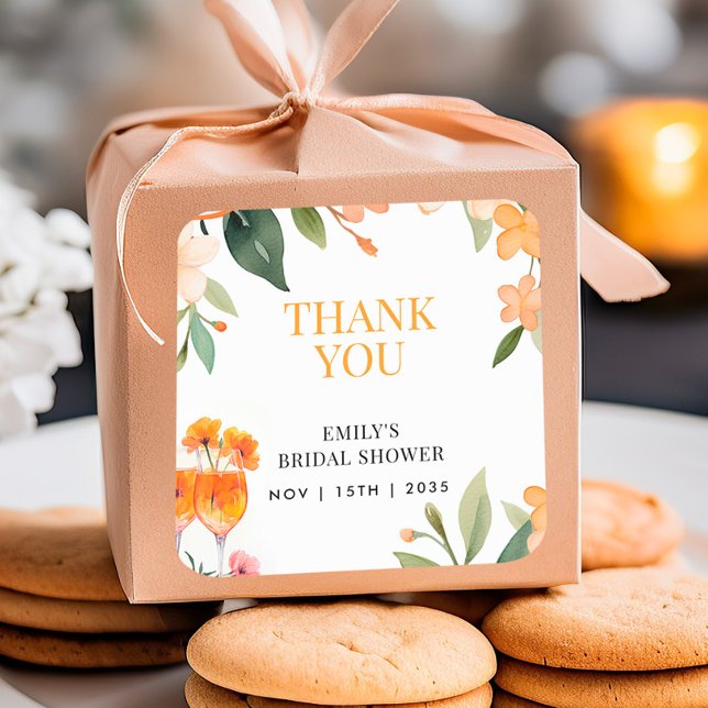 Aperol Spritz Floral Bridal Shower Pegatina (Subido por el creador)