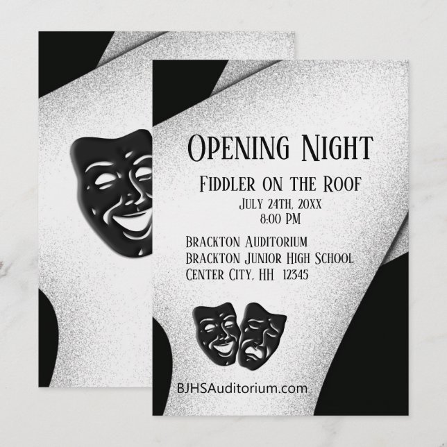Apertura del Teatro Nocturno Mascarilla Invitación (Anverso / Reverso)