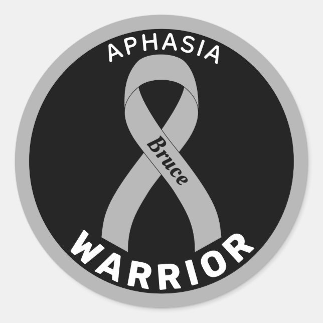 Aphasia Warrior Ribbon Black Round Pegatina (Anverso)