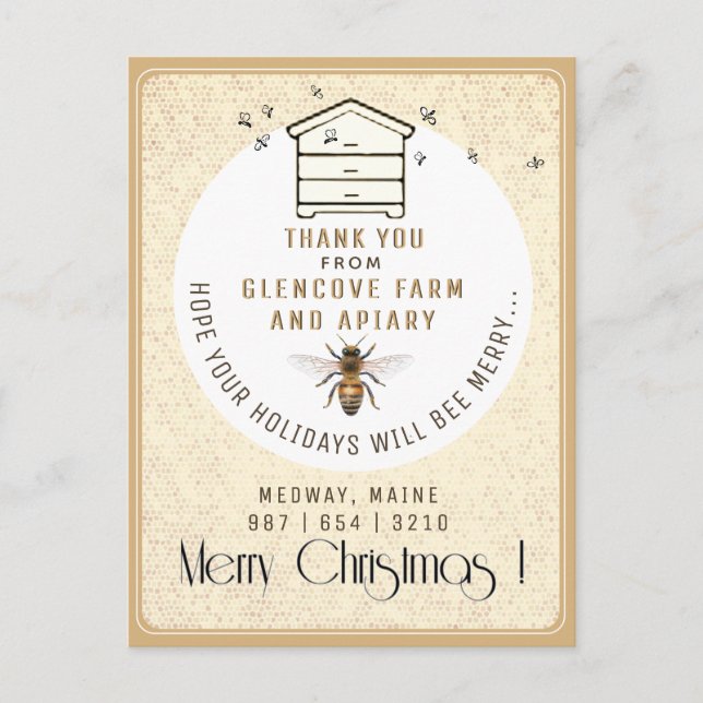 Apiario Gracias Navidades Tarjeta de vacaciones Ab (Anverso)