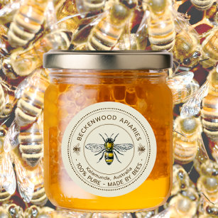 Apio de apicultor amarillo con etiqueta de abeja d
