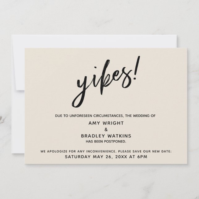 ¡Aplazado Boda Humorous Yikes! Tarjeta de crédito (Anverso)