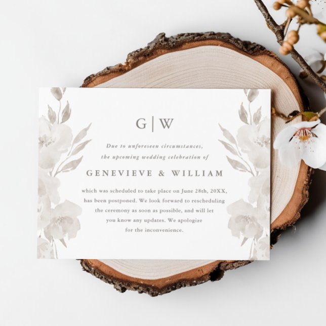 Aplazamiento de boda floral neutro chic (Subido por el creador)