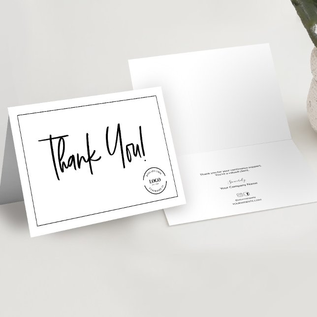 Aplicación de agradecimiento al cliente con logoti (Professional, minimalist, simple Thank you for your business custom message folded card template.)