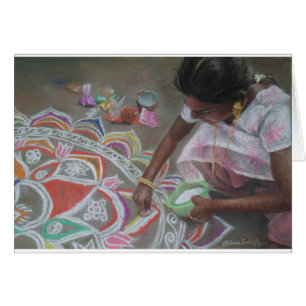 Aplicación del polvo del kolam