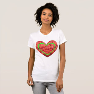 Aplicación Red Tulips Field Heart Border. Camiseta